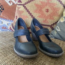 Black Clarks Artisan Heels With Strap. Size 7