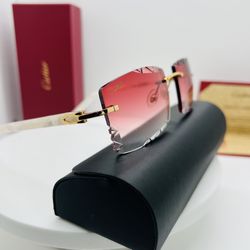 Cartier Acetate Sunglasses -red Lenses Gold Frame