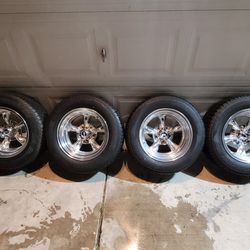 American Racing 15x8 Rims & Tires look like new 5 Lug Chevy $ Or Trade Other Rims Daytons Zenith Tru Spokes Supremes Cragars Boyd Ridler Boss 