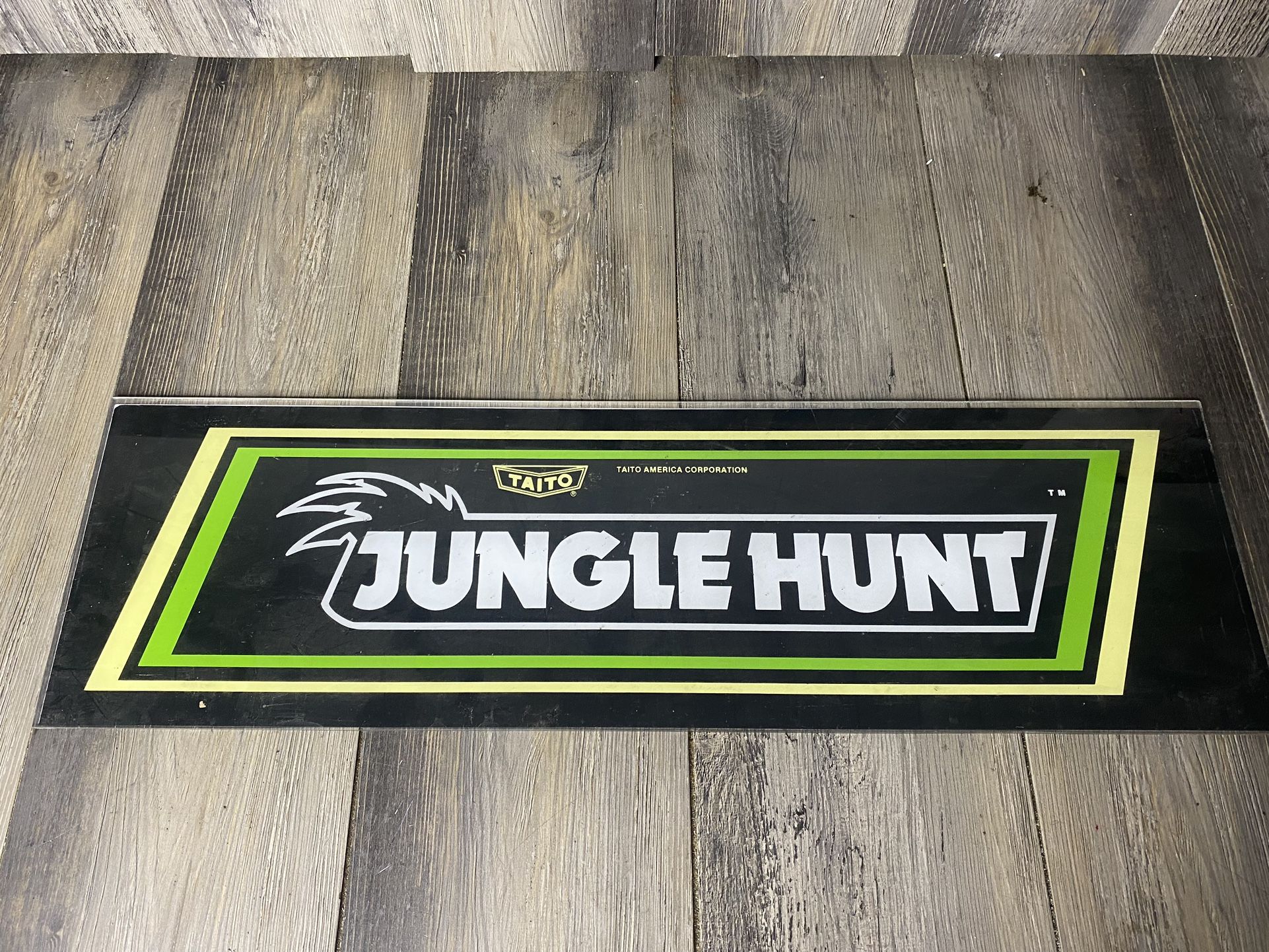 Taito Jungle Hunt Vintage Video Game Arcade Marquee Sign Original 23” X 8”