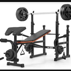 Weight Bench 600lbs Adjustable Workout Set   Home Gym  (Not included Dumbbell Plates & Barball) C-8