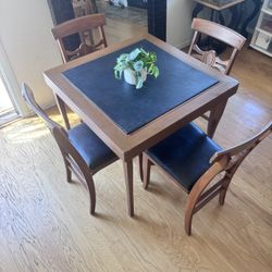 Wood & Upholstered Table & Chairs