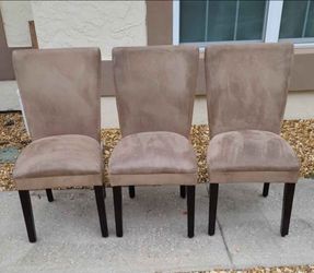 Microfiber Suede Dining Chairs Brown Set of 3 Modern Contemporary