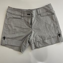 White House Black Market Striped Cuffed Shorts Navy White Size 00