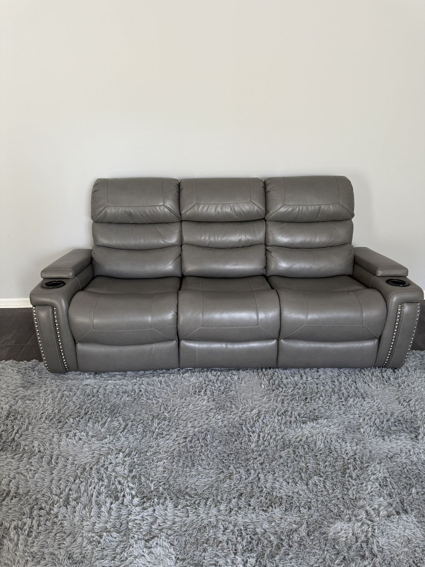 Reclining Gray Sofa with Lights