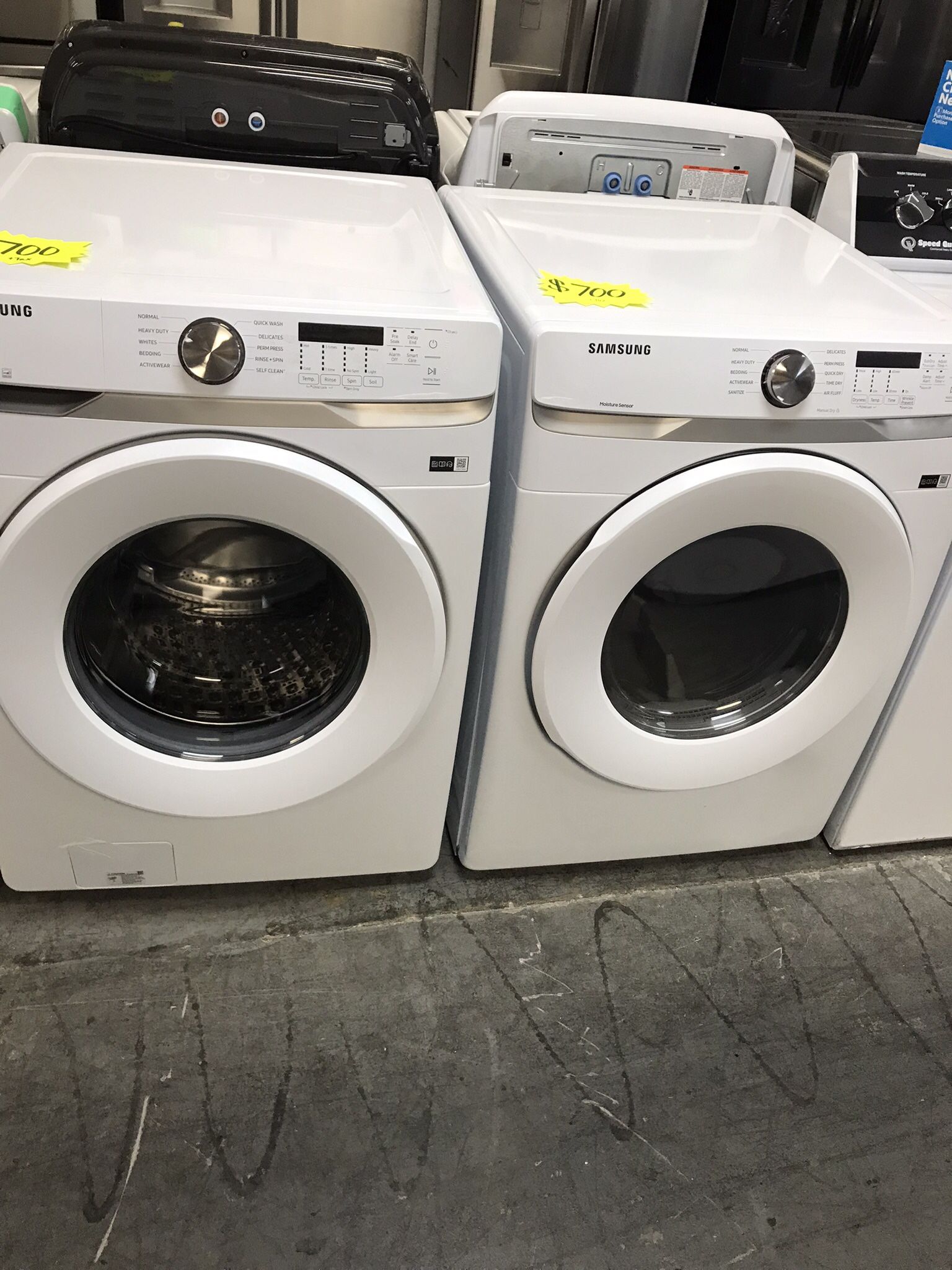SAMSUNG FRONT LOADER WASHER AND GAS DRYER SET BRAND NEW OPEN BOX 