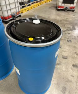 Hard plastic blue drum containers