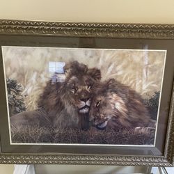 Framed Lion Artwork
