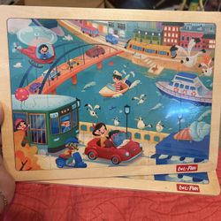 LOL -FUN 24pc Wooden Puzzle City Traffic New Sealed