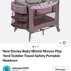 Disney Baby Minnie Mouse Play Yard Toddler Travel Safety Portable New Born 
