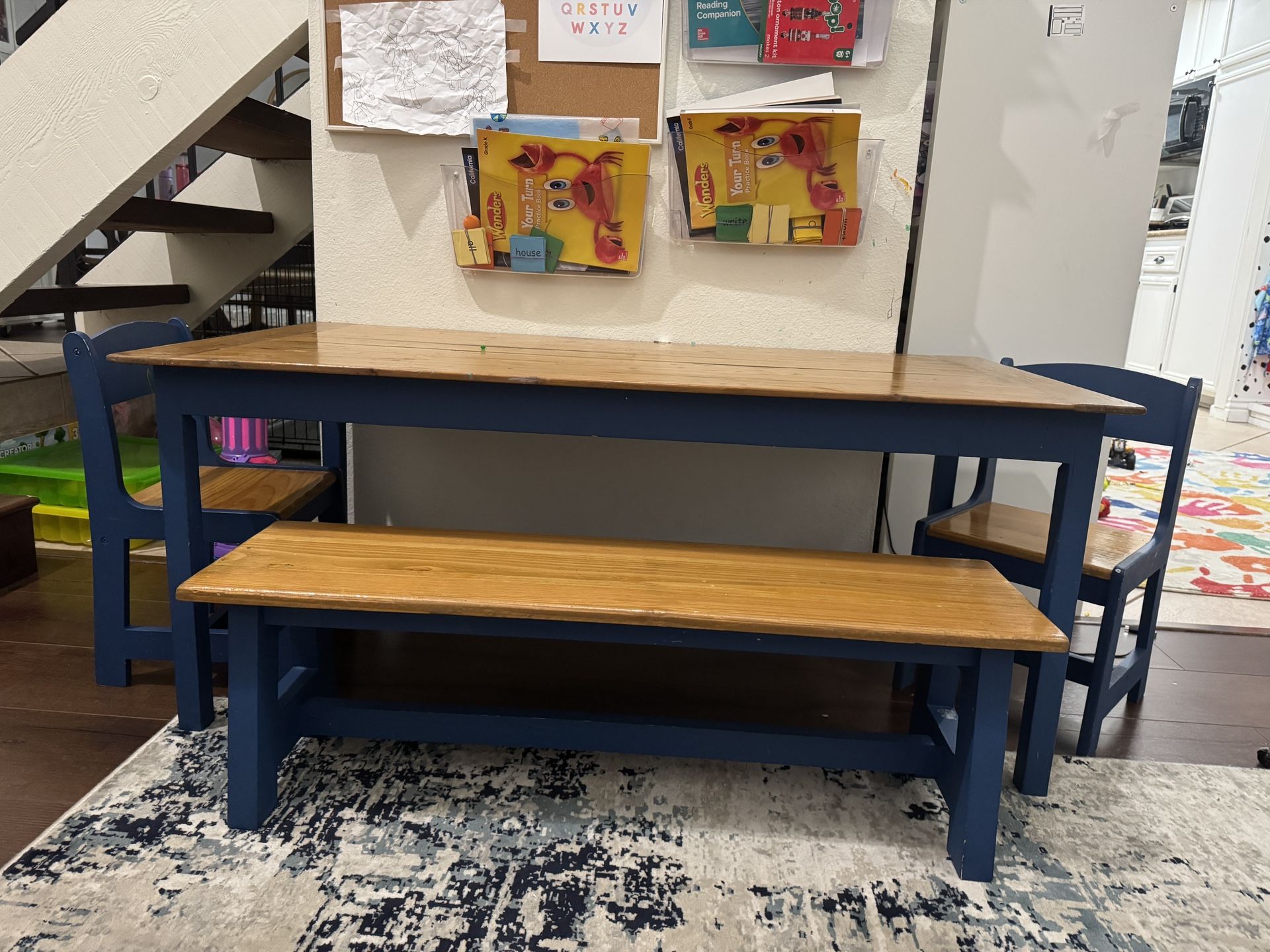 Wooden Custom kids table And Chair With Bench