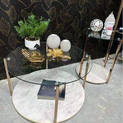 Brand New Faux Marble And Glass Coffee Table