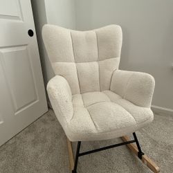 Cozy Modern Rocking Chair – Cream Bouclé Upholstery