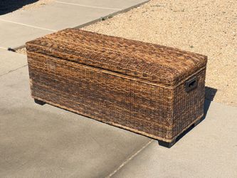 Wicker Ottoman Storage Bench (LxWxH: 48” x 18” x 20”)