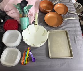 Kitchen Essentials Bundle – Nonstick Pans, Cooking Utensils, Storage Containers & More