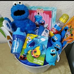 COOKIE MONSTER GIFT BASKET. ( PICK UP IN MODESTO.)