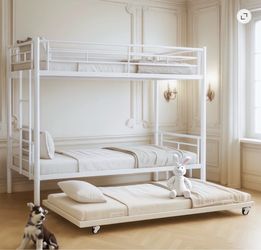Twin bunk beds with trundle
