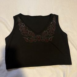 Black rhinestone crop