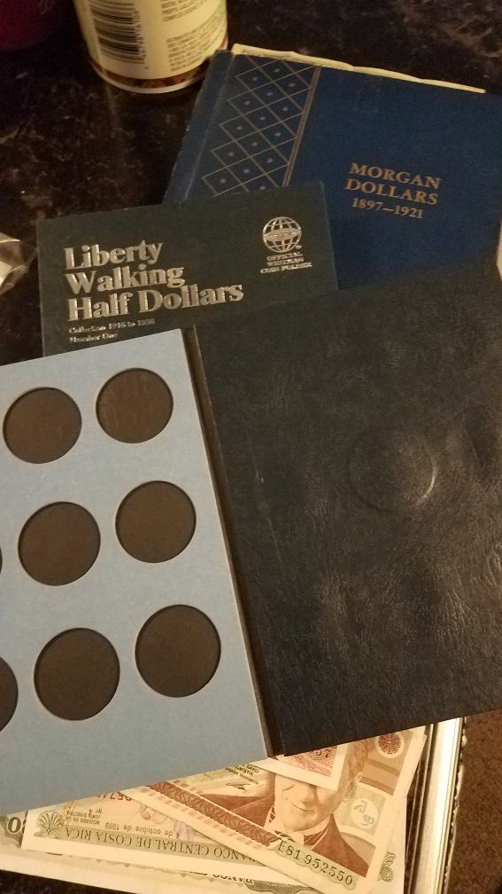 walking liberty half dollar album Morgan silver foreign paper currency coins