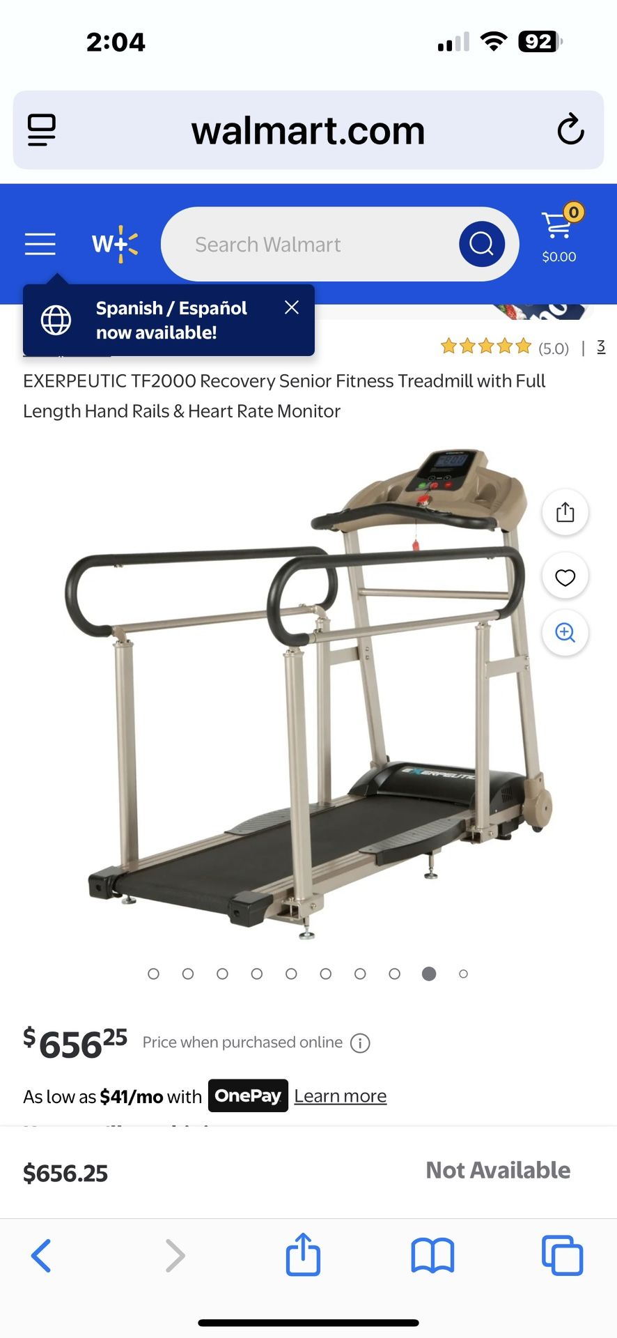 EXERPEUTIC TF2000 is a unique treadmill  - with Handrails / Fitness & Recovery