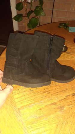 Little Girls Black Ruffle Boots Size 7