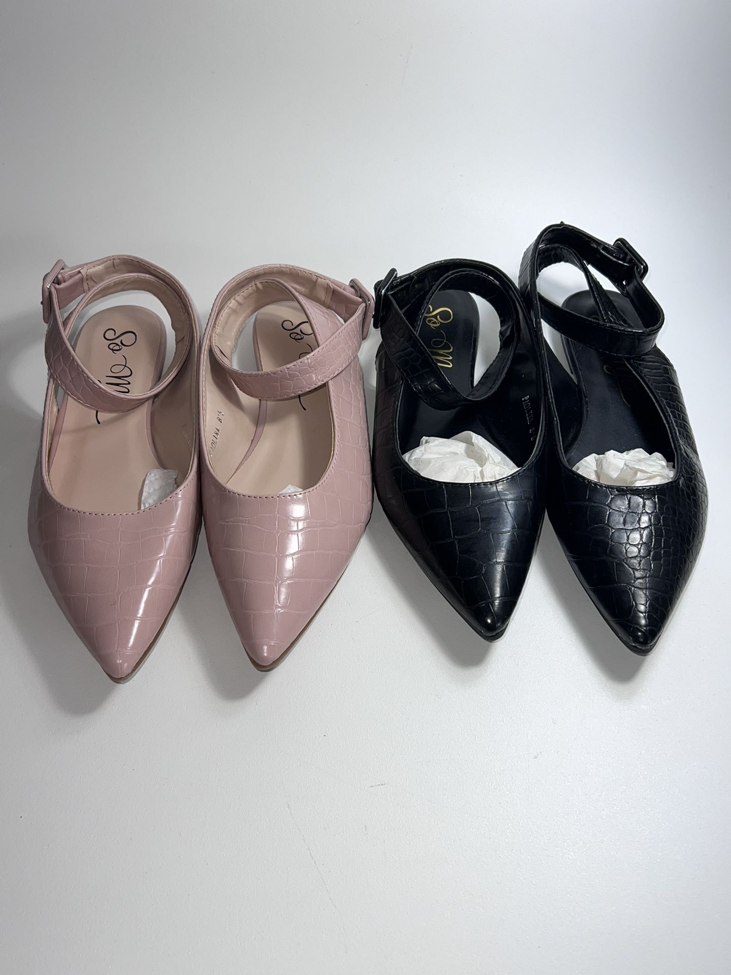 Womens Sling-back Ankle Strap Flat Set Of 2 Size 8.5