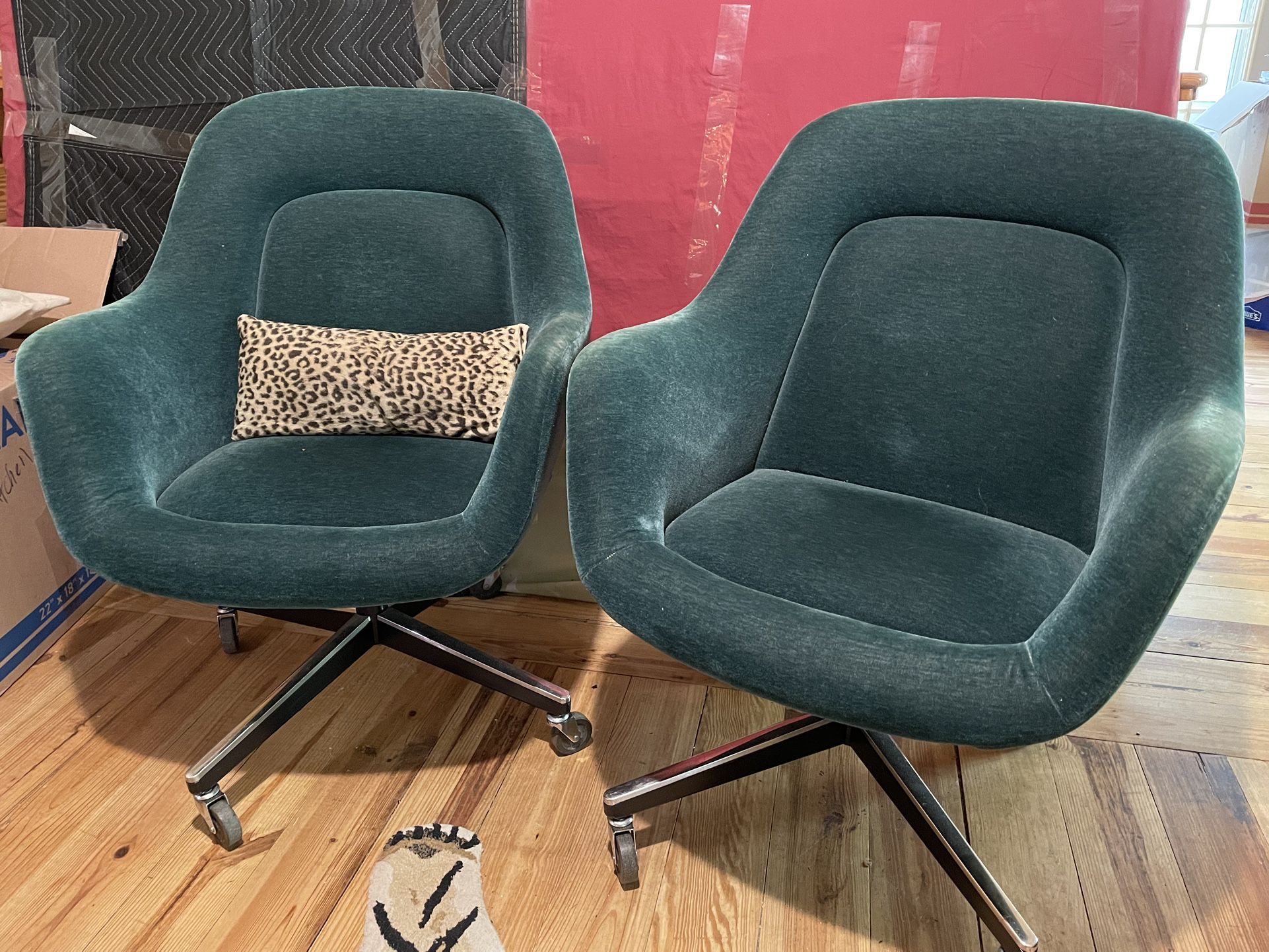 Pair Of Knoll Chairs Original Fabric Mid Century 