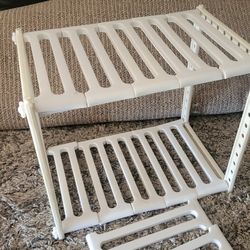 Expandable 2 Tier Adjustable Under Sink Organizer, Bathroom Kitchen Pantry Organization, Storage Shelves, Plastic Cleaning Supplies