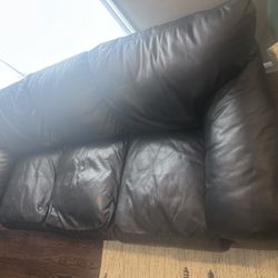 Used Leather Sofa and Armchair - $100 (Two Pieces) 