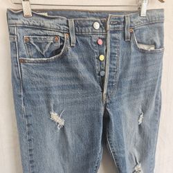 Levi’s 145 Years Limited Edition 501 S Premium Skinny Colorful Buttons Fly Size 28/28 