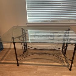 Glass And Metal Frame Dining Table