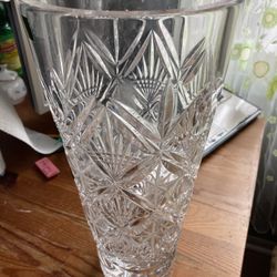 Large, Heavy European Crystal Vase, Made In Poland