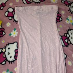 Cute strapless pink glitter dress