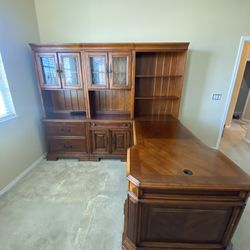 Solid Wood 8 Piece Executive Desk With Return