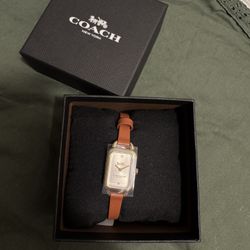 COACH Ludlow Rectangular Leather Strap Watch, 17mm x 24mm