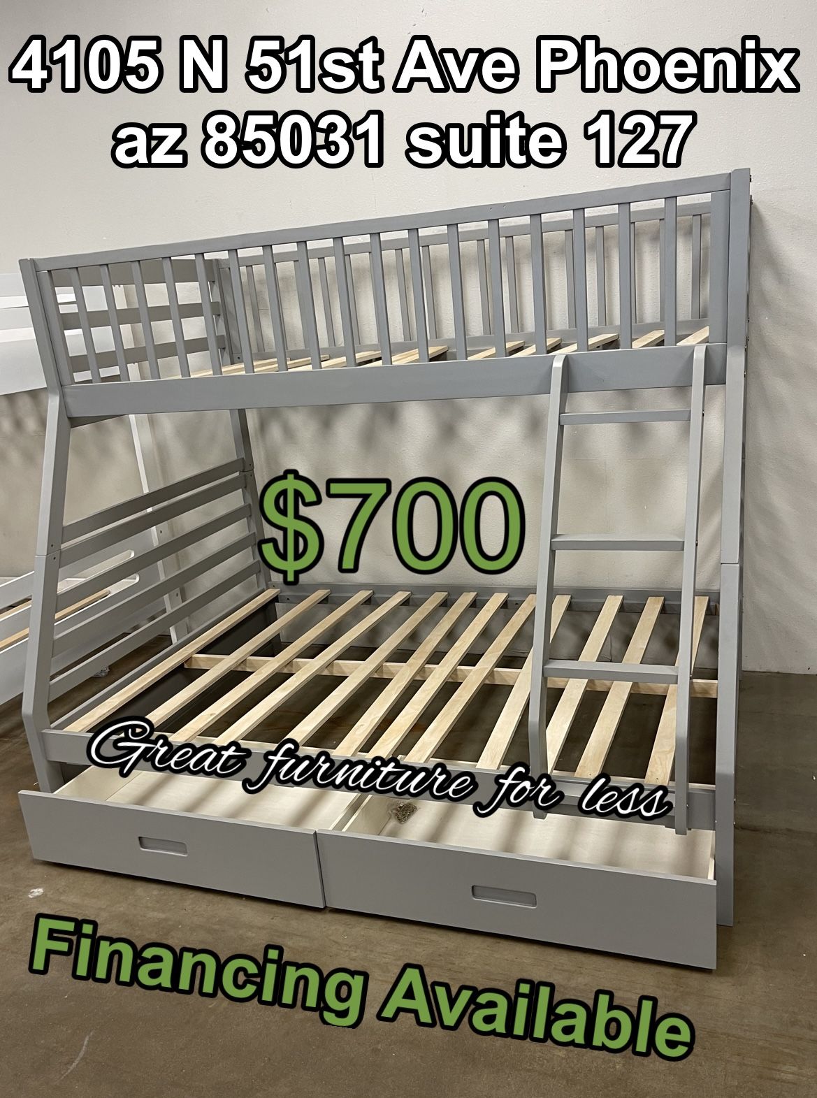 Bunk Bed Twin Over Full Grey Wolf With Drawers Brand New