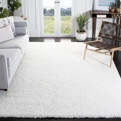  California Shag Collection Area Rug - 8'6" x 12', White, Non-Shedding & Easy Care, 2-inch Thick Ideal for Living Room, Bedroom