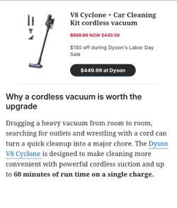 dyson v8 + car cleaning kit