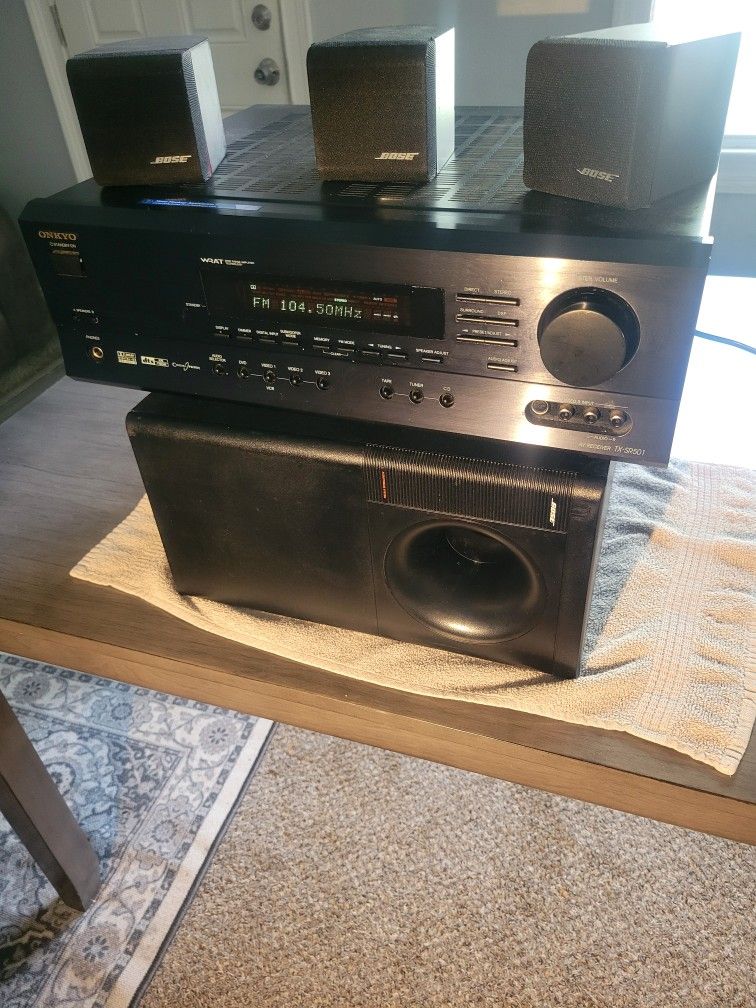 ONKYO AMPLIFIER RECEIVER and ACOUSTIMASS SUBWOOFER SPEAKER SYSTEM