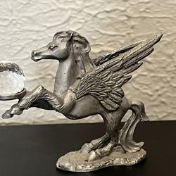 Spoonitiques Minature Pewter And Crystal Flying Horse Figurine