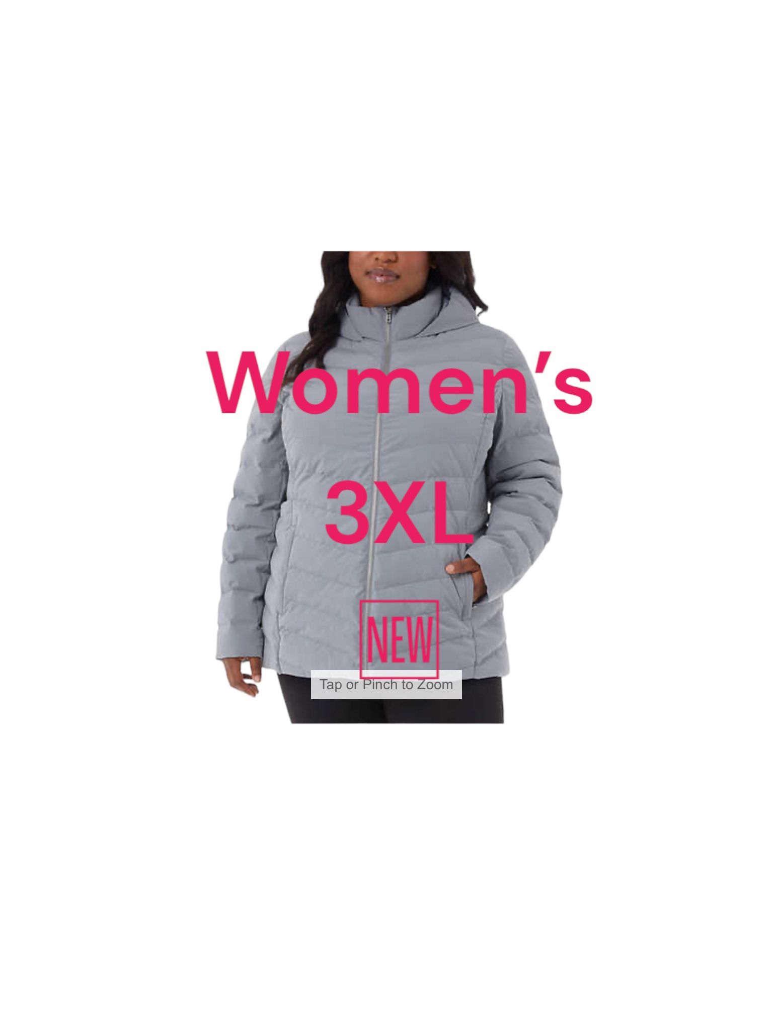 Women's 32 Degrees Heat 3X 3XL Power Tech Jacket Coat Quilted Blue Gray Heavyweight Parka