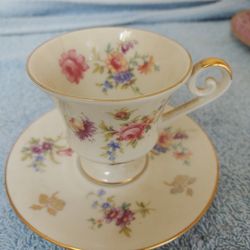 Vintage Alka Kunst Bavaria Small Pedestal Cup & Saucer #1359