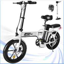 HITWAY Electric Bike for Adults, E Bike with 36V/12Ah Removable Battery 16"×3.0 Fat Tire Folding Electric Bicycle with 500W Motor 20MPH/20-45Miles Mou
