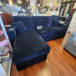 Sectional Convertible Bed Bñack Corduroy Fabric. New Especial Price 