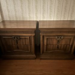 Vintage Antique Wooden Nightstands (Set Of 2)