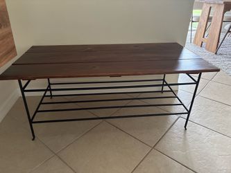 Coffee Table Rustic Wood Metal Frame Center Table Farmhouse