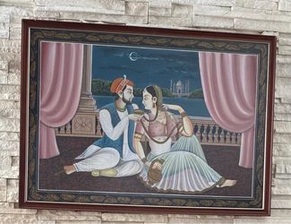 Framed Mughal Style Indian Painting