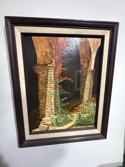 🖼️ Vintage Framed Mediterranean Painting – 29x24 – $80