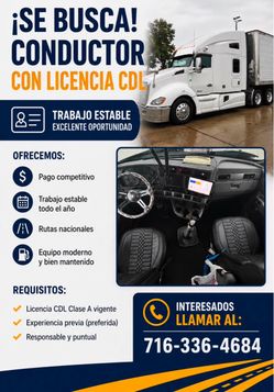 Driver needed- Conductor con CDL