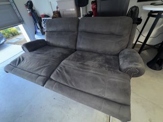Grey Double Recliner Sofa
